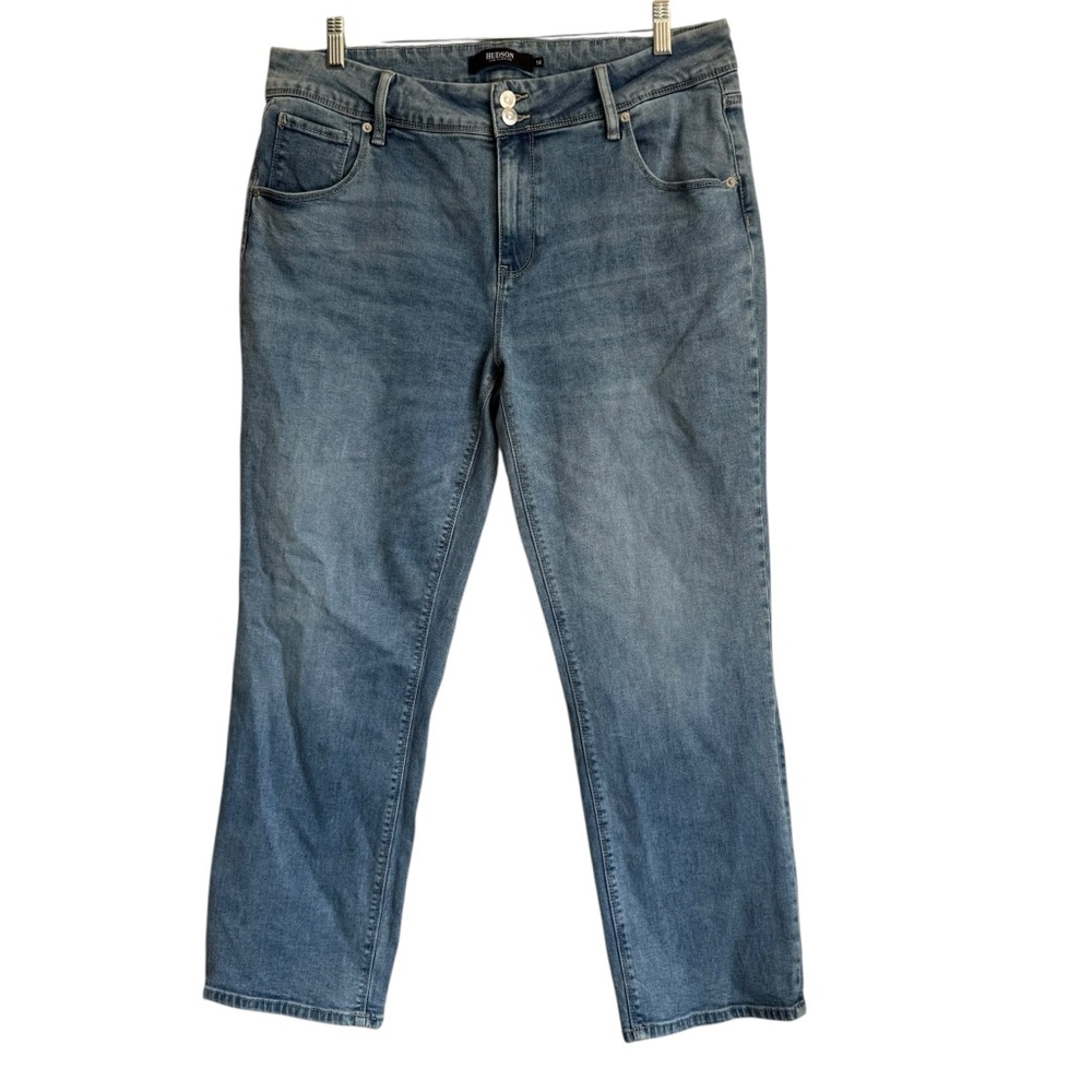Hudson Jeans Women's Blue Light Wash Straight Leg Ankle Stretch Jeans Size 14